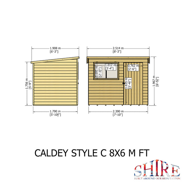 Caldey Single Door 8x6 Style C 12mm Shiplap Garden Shed