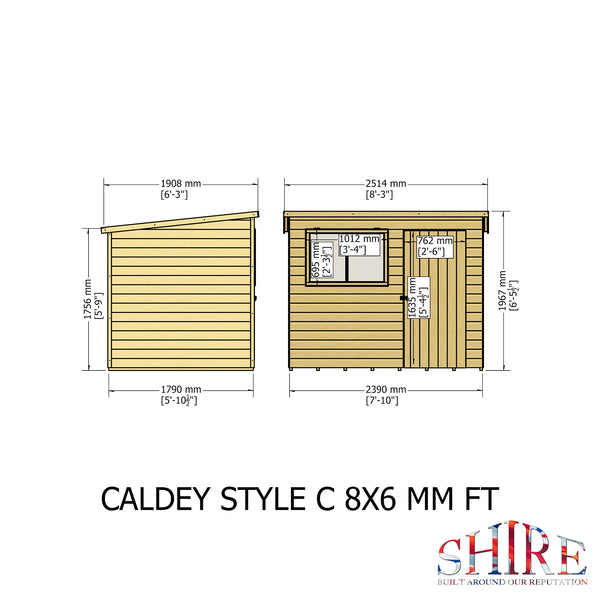 Caldey Single Door 8x6 Style C 12mm Shiplap Garden Shed