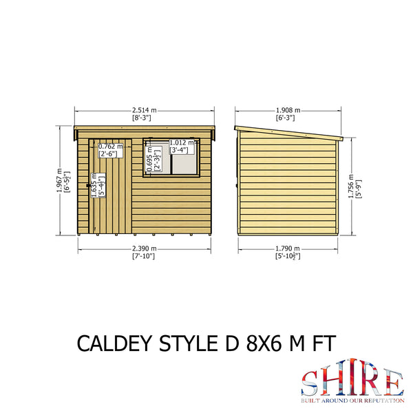 Caldey Single Door 8x6  style D 12mm Shiplap Garden Shed