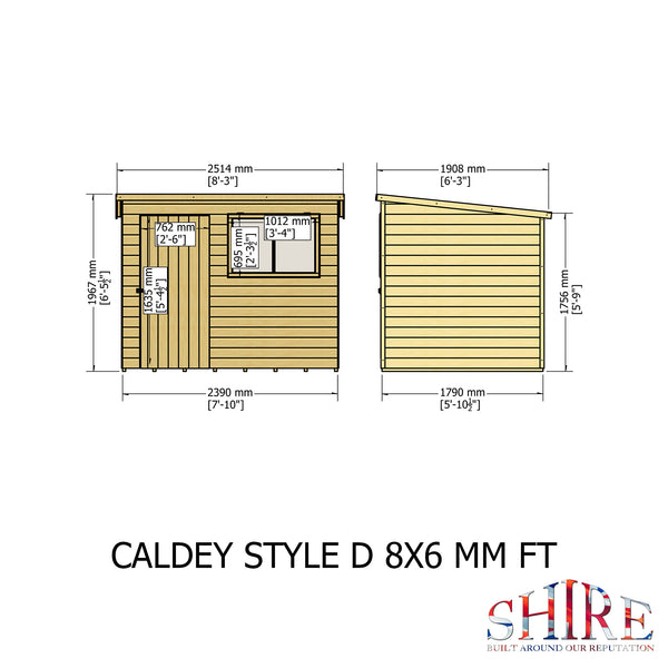Caldey Single Door 8x6  style D 12mm Shiplap Garden Shed
