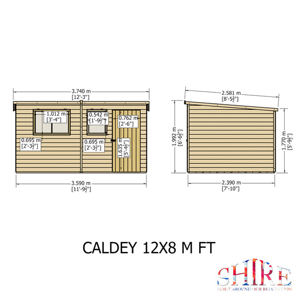 Caldey single door 12x8 Style C 12mm Shiplap Garden Shed