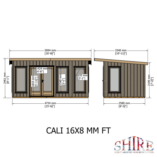 16x8 insulated Garden Studio Office Pent Roof - Best Shed