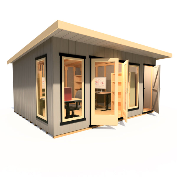 16x12 insulated Garden Studio Office and Store Pent Roof - Best Shed