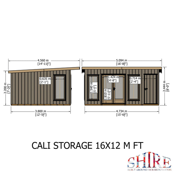 16x12 insulated Garden Studio Office and Store Pent Roof - Best Shed