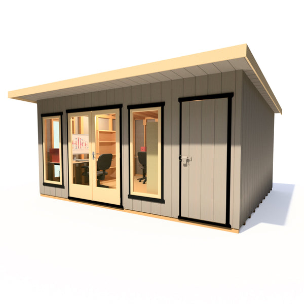 16x12 insulated Garden Studio Office and Store Pent Roof - Best Shed