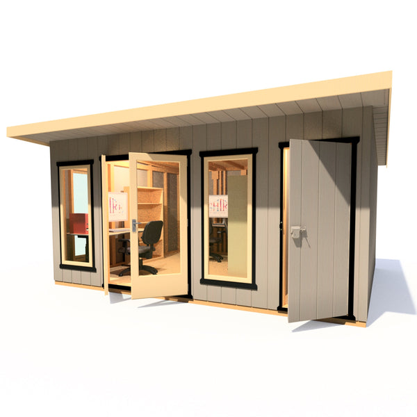 16x12 insulated Garden Studio Office and Store Pent Roof - Best Shed