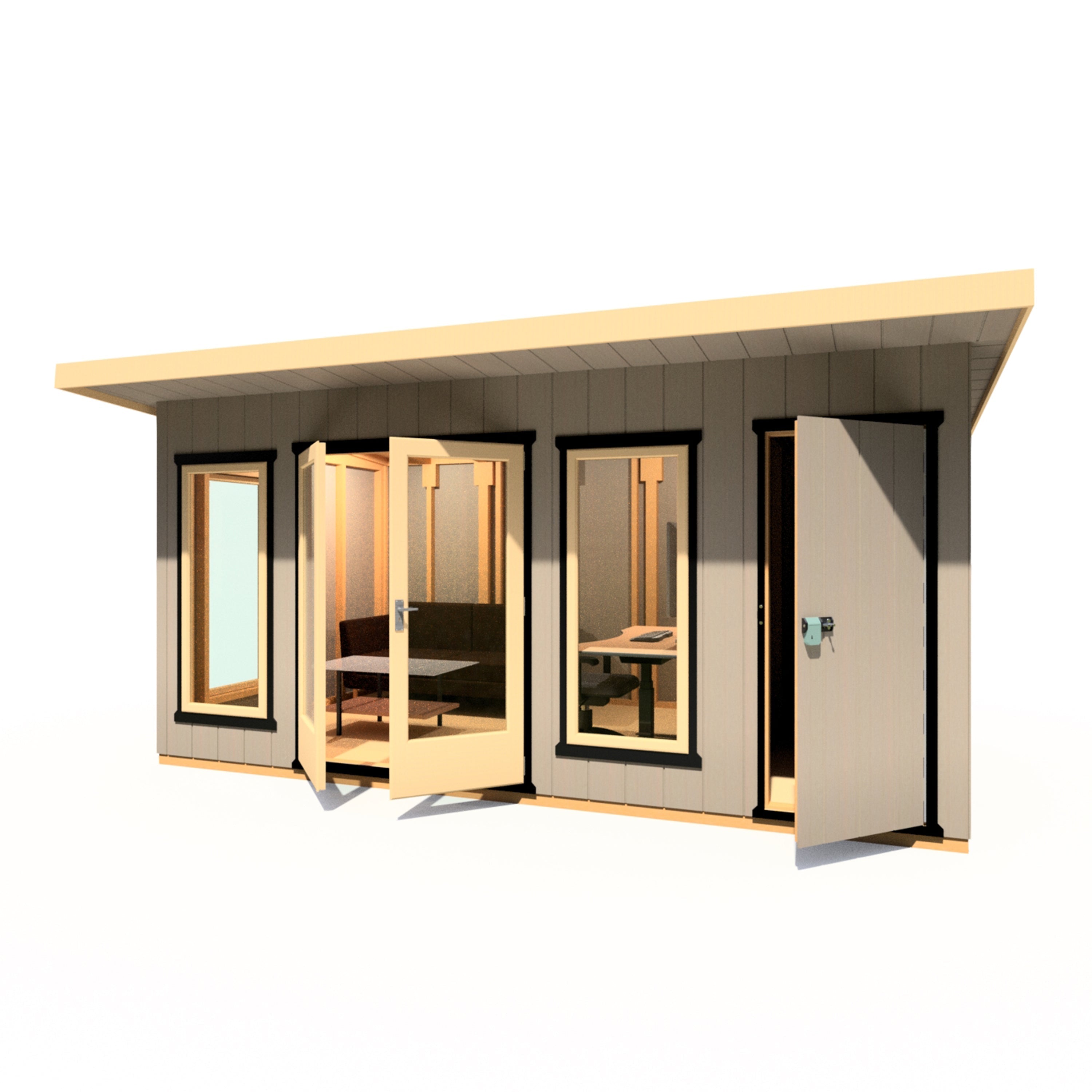 16x8 insulated Garden Studio Office and Store Pent Roof - Best Shed