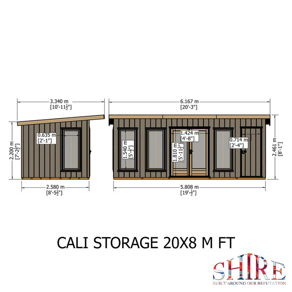 20x8 insulated Garden Studio Office and Store Pent Roof - Best Shed