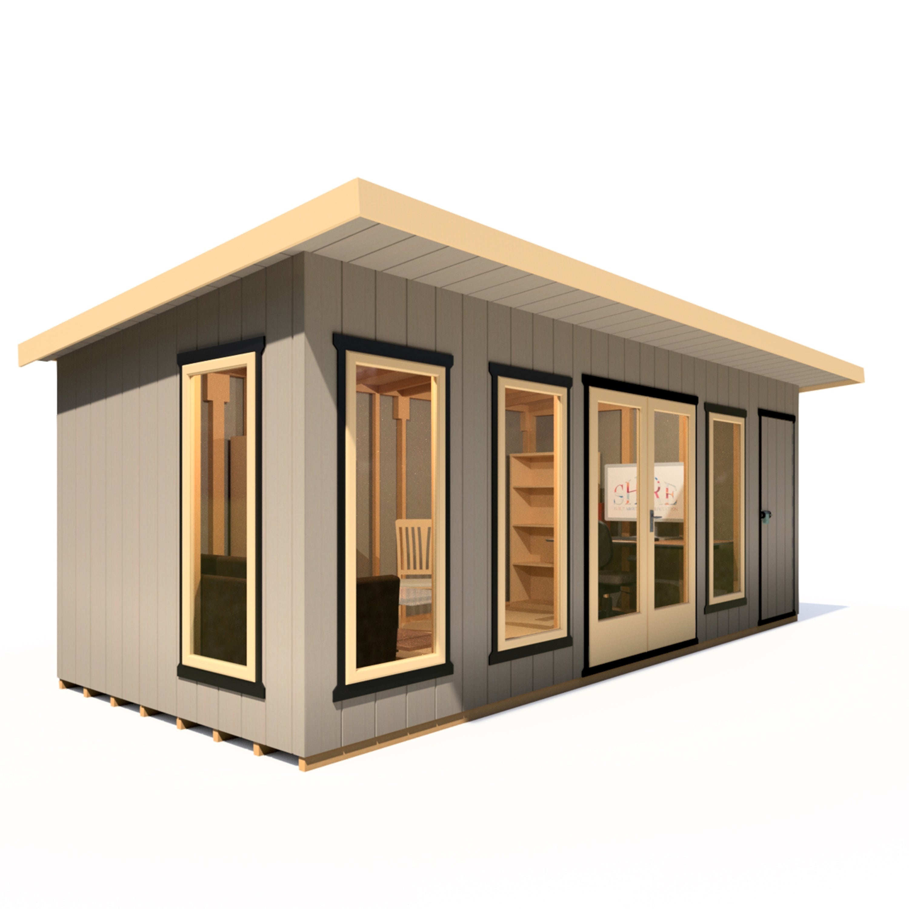 20x8 insulated Garden Studio Office and Store Pent Roof - Best Shed