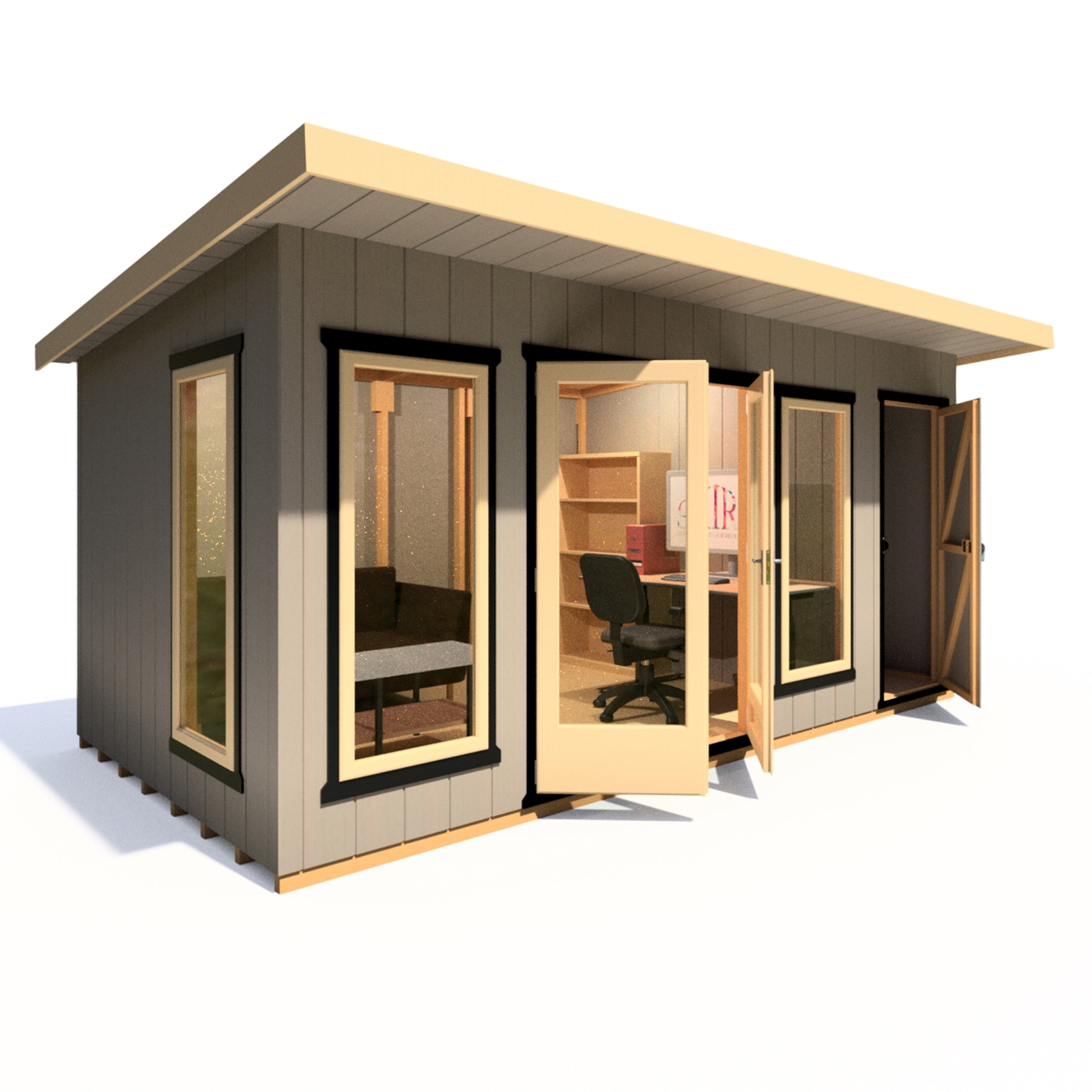 16x8 insulated Garden Studio Office and Store Pent Roof - Best Shed