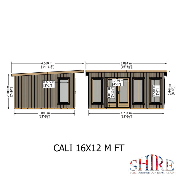16x12 insulated Garden Studio Office Pent Roof - Best Shed