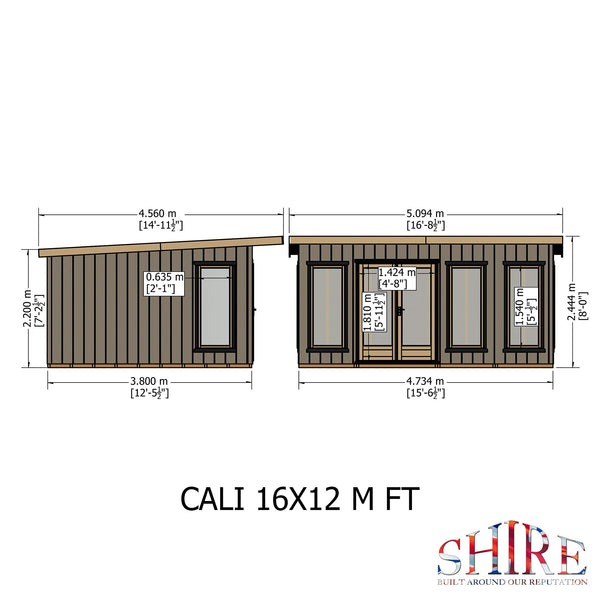 16x12 insulated Garden Studio Office Pent Roof - Best Shed