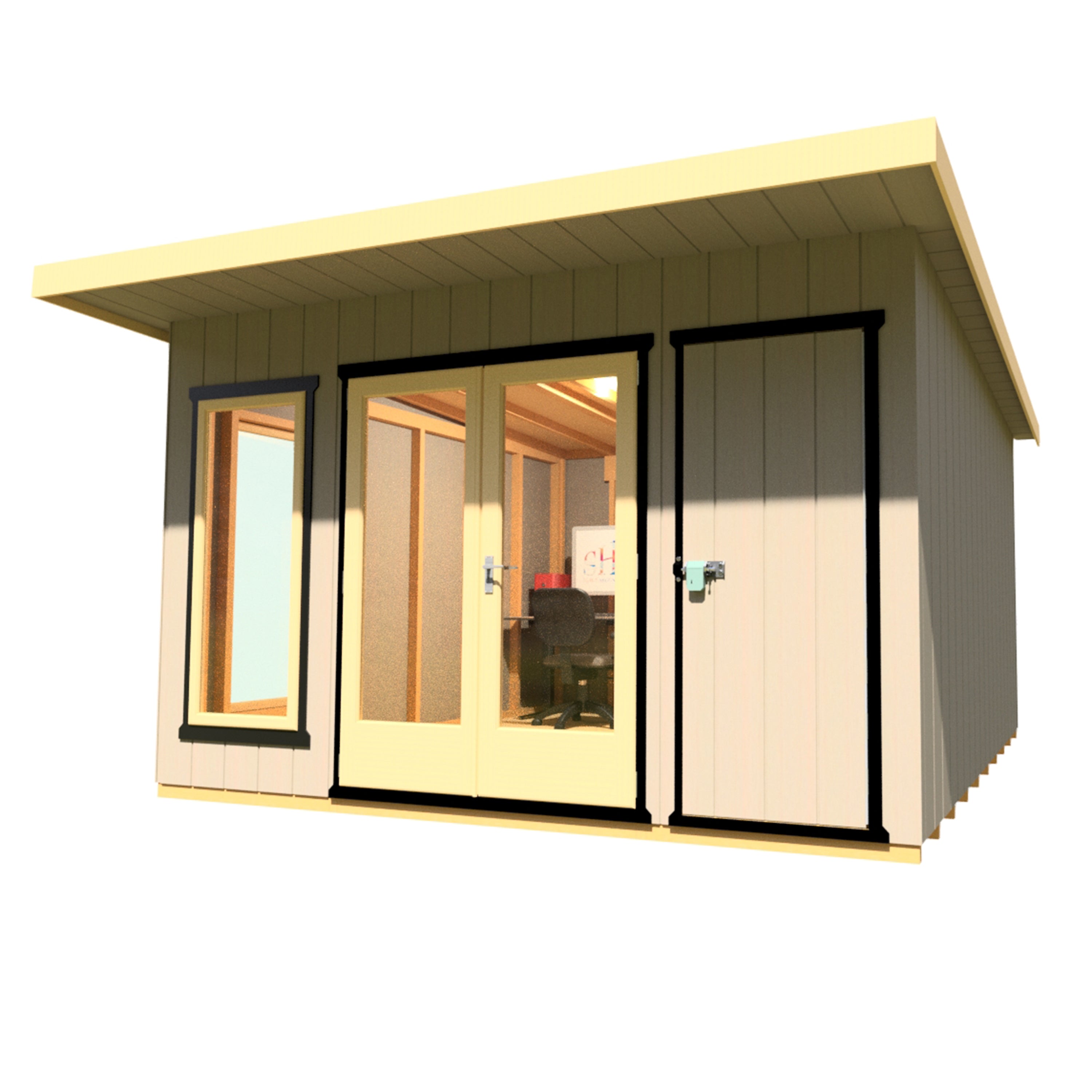 12x12 insulated Garden Studio Office Pent Roof - Best Shed