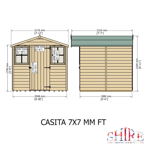 Shire Casita 7x7 12mm interlock Clad wooden Shed - Best Shed