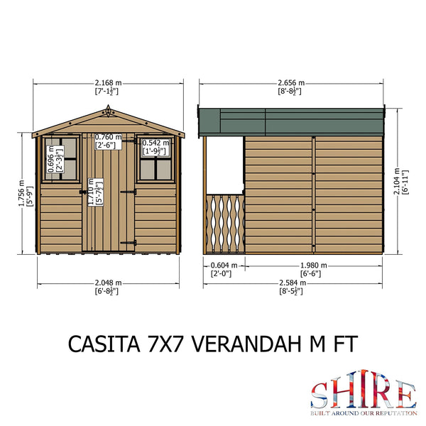 Shire Casita + Verandah 7x9 12mm interlock Clad wooden Shed - Best Shed