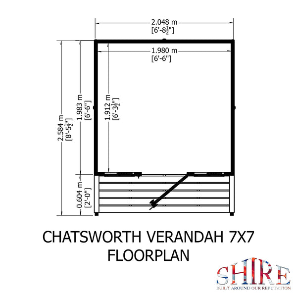 Shire Chatsworth & Verandah 7x7 12mm interlock Clad wooden Summerhouse - Best Shed