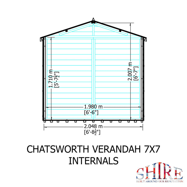 Shire Chatsworth & Verandah 7x7 12mm interlock Clad wooden Summerhouse - Best Shed