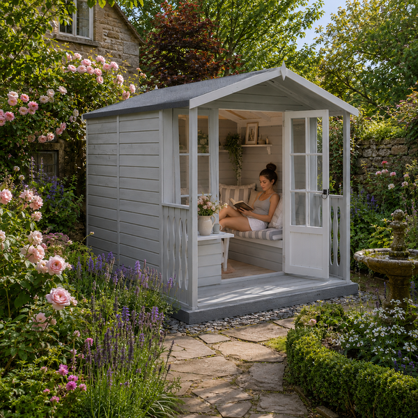 Shire Chatsworth & Verandah 7x7 12mm interlock Clad wooden Summerhouse