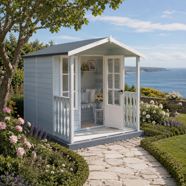 Shire Chatsworth & Verandah 7x7 12mm interlock Clad wooden Summerhouse