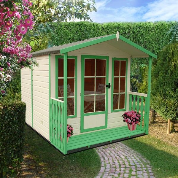Shire Chatsworth & Verandah 7x7 12mm interlock Clad wooden Summerhouse