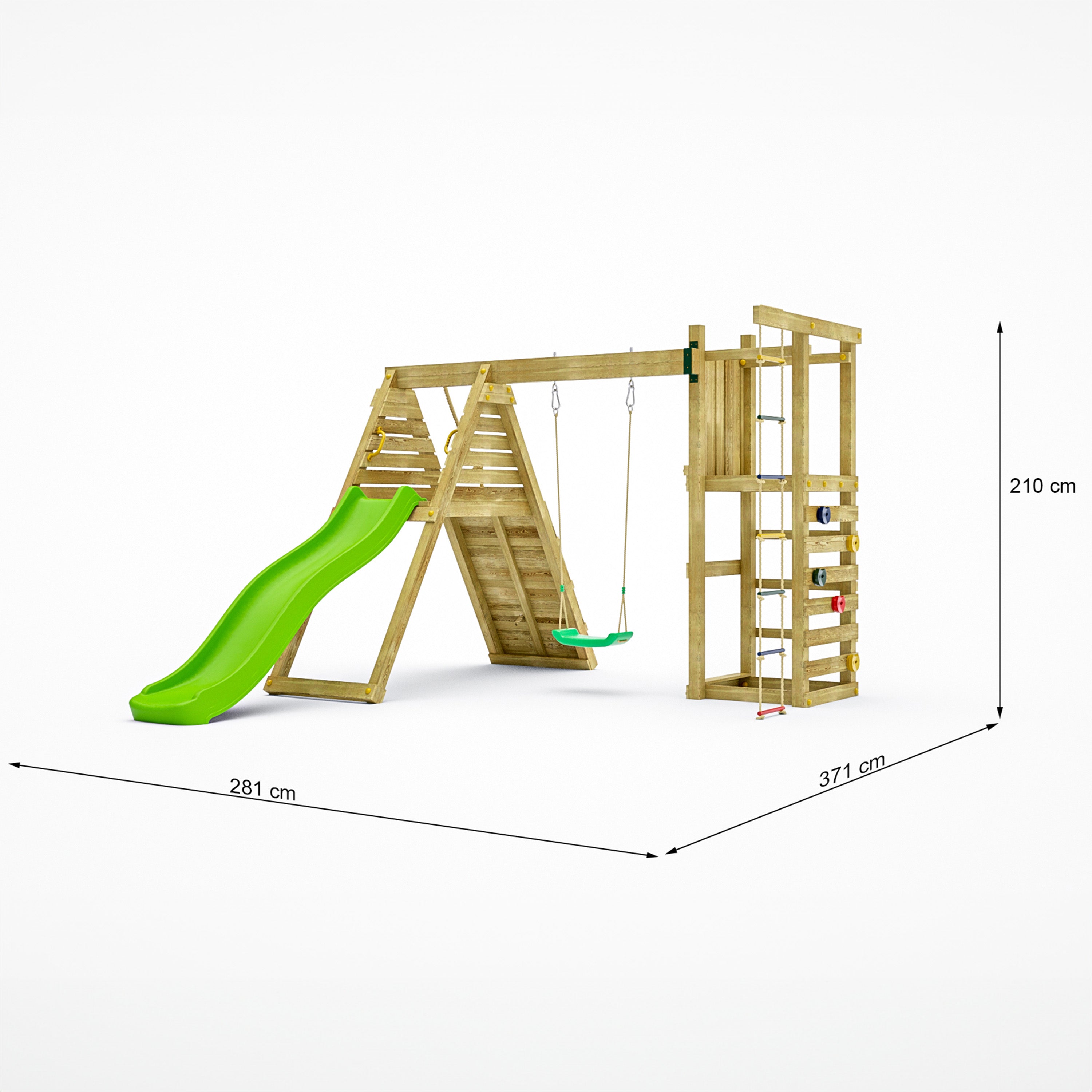 Climber Climbing Frame with swing rope ladder and climbing wall - Best Shed