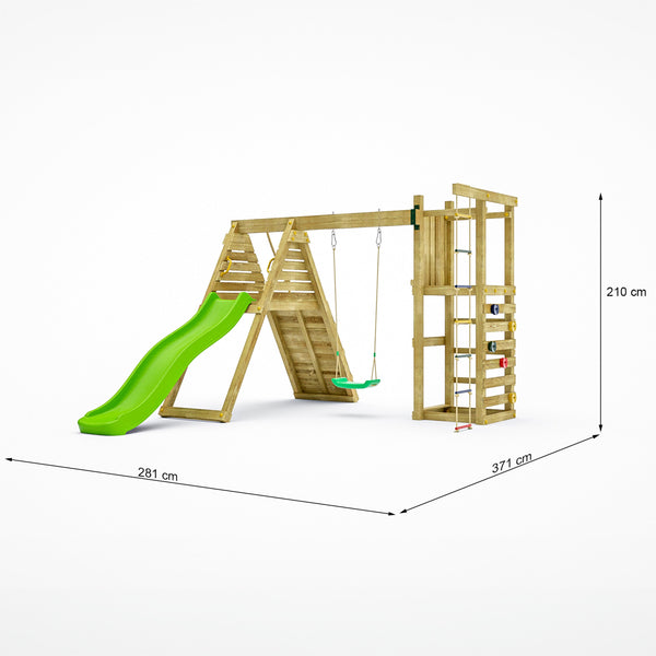 Climber Climbing Frame with swing rope ladder and climbing wall - Best Shed