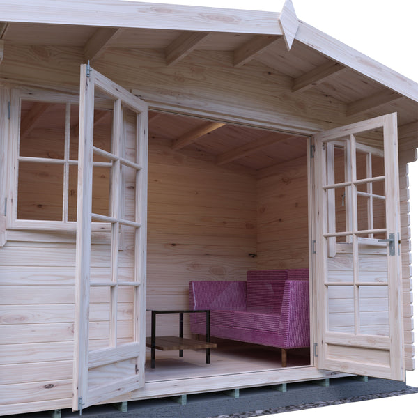 Shire Clipstone 12Gx8 Log Cabin 28mm interlock cladding - Best Shed