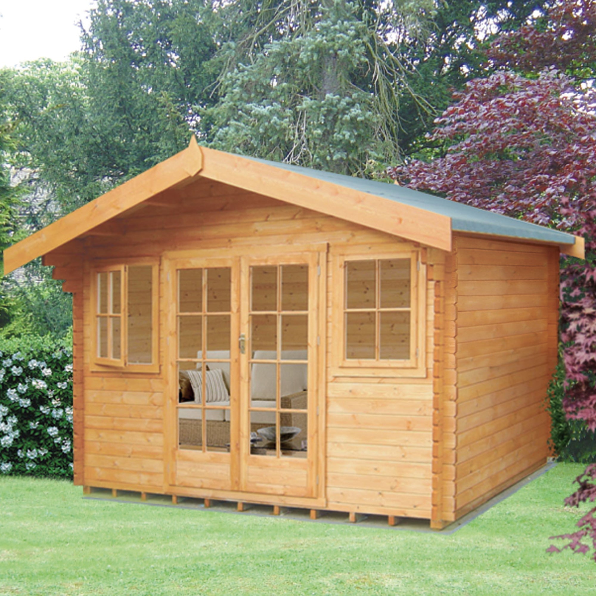 Shire Clipstone 12Gx12 Log Cabin 28mm interlock cladding - Best Shed