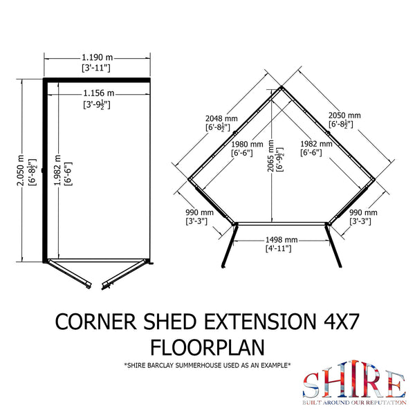 Shire Barclay With Side Shed 7x11 Corner Summerhouse 12mm Interlock Cladding - Best Shed