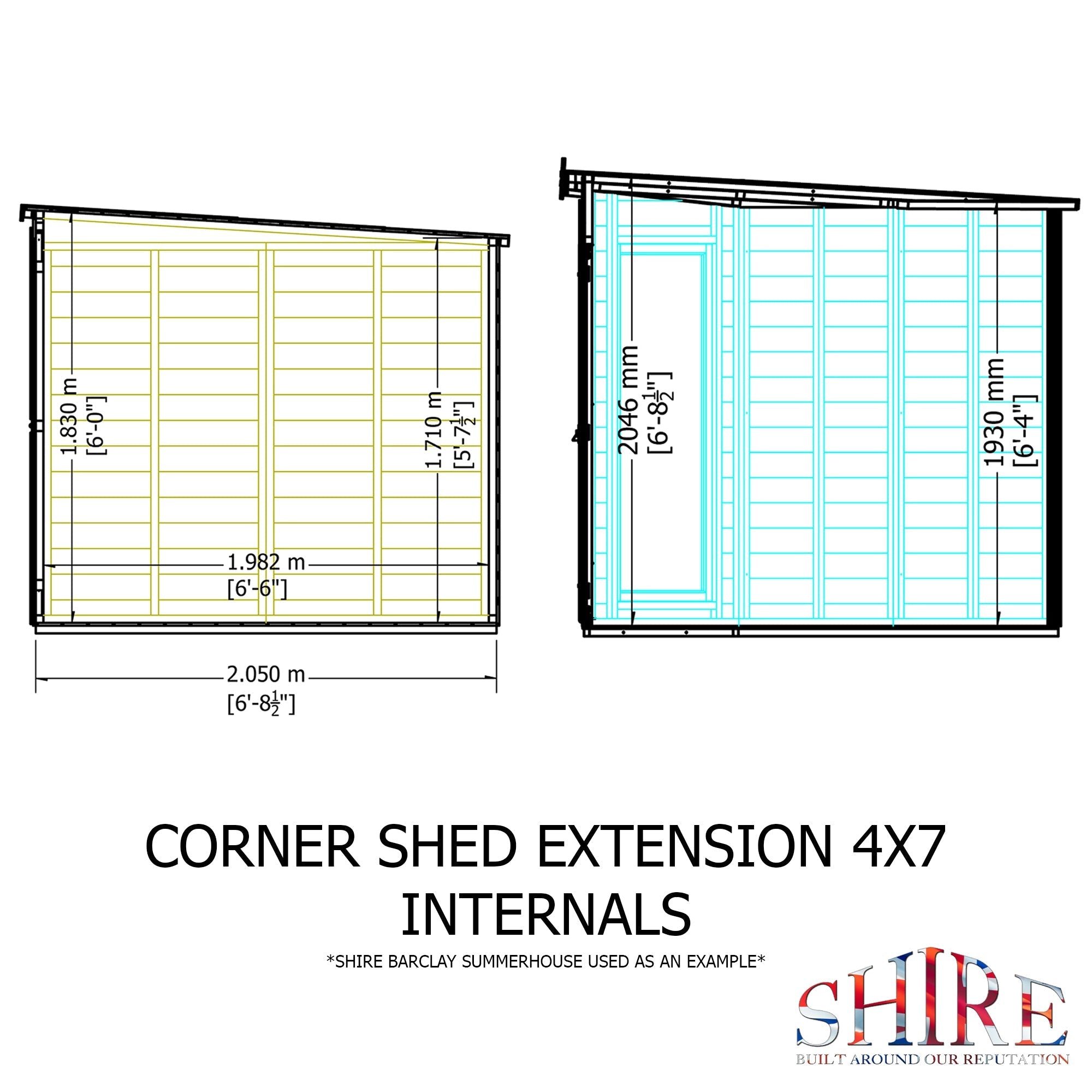 Shire Hampton with Side Shed 7x11 Corner Summerhouse 12mm Interlock Cladding - Best Shed