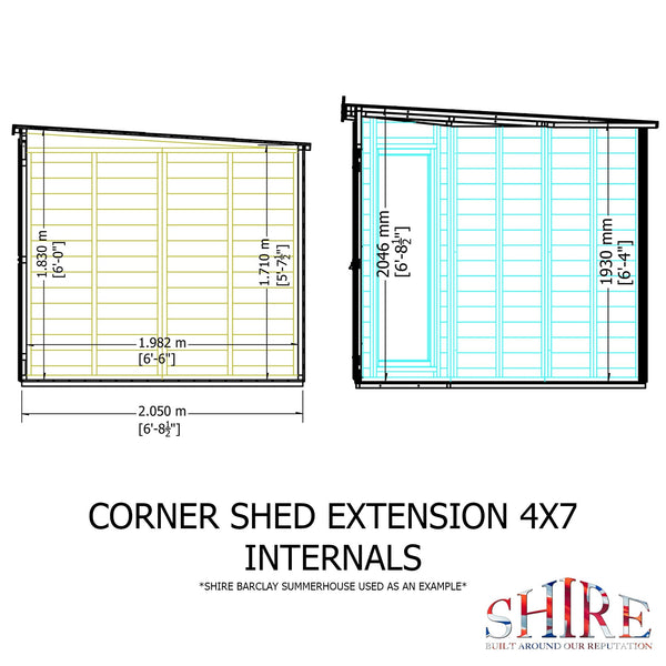 Shire Hampton with Side Shed 7x11 Corner Summerhouse 12mm Interlock Cladding - Best Shed