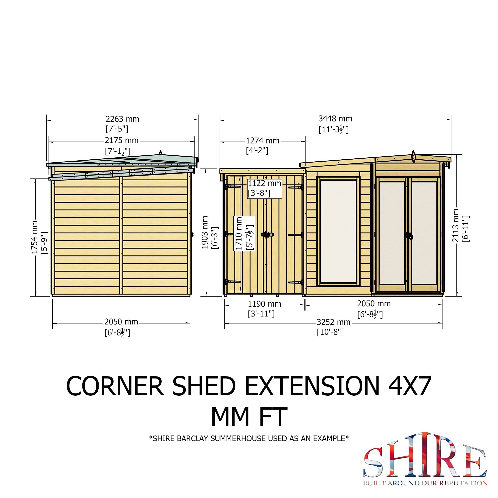 Shire Barclay With Side Shed 7x11 Corner Summerhouse 12mm Interlock Cladding - Best Shed