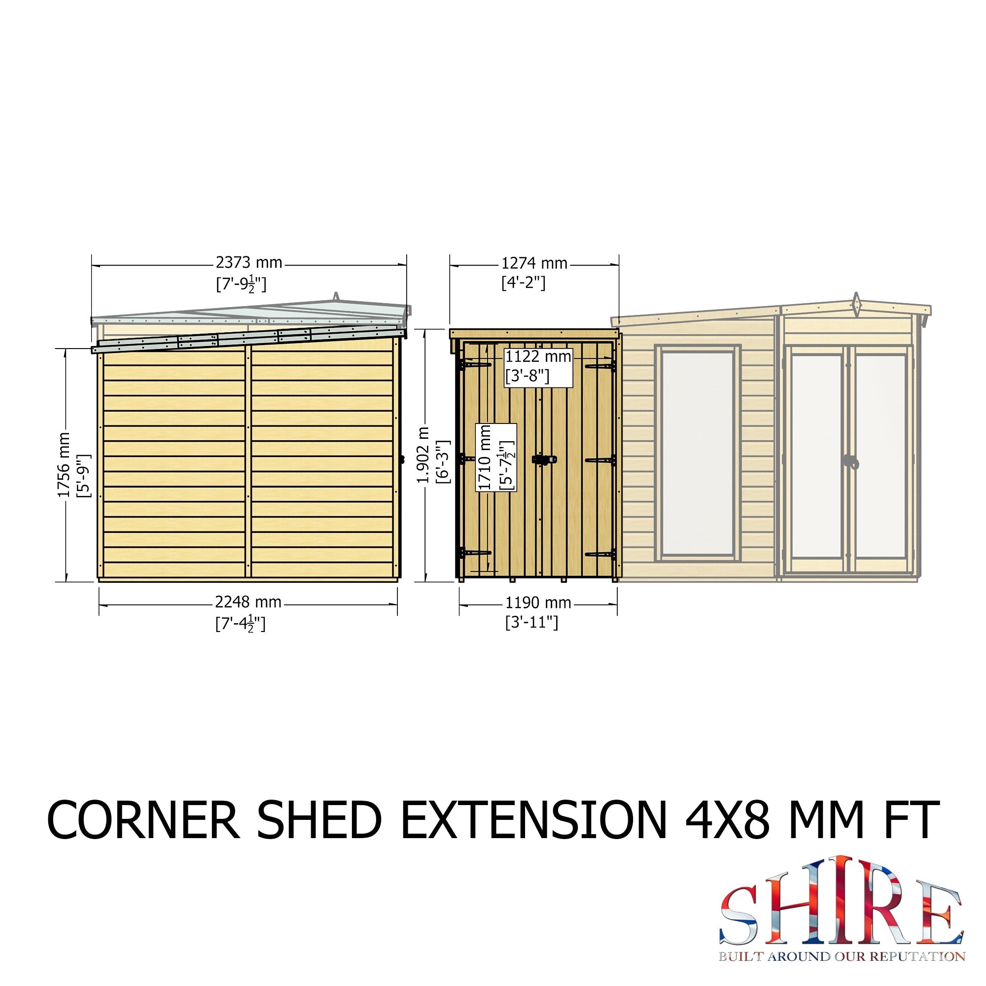 Shire Barclay With Side Shed 8x12 Corner Summerhouse 12mm Interlock Cladding - Best Shed