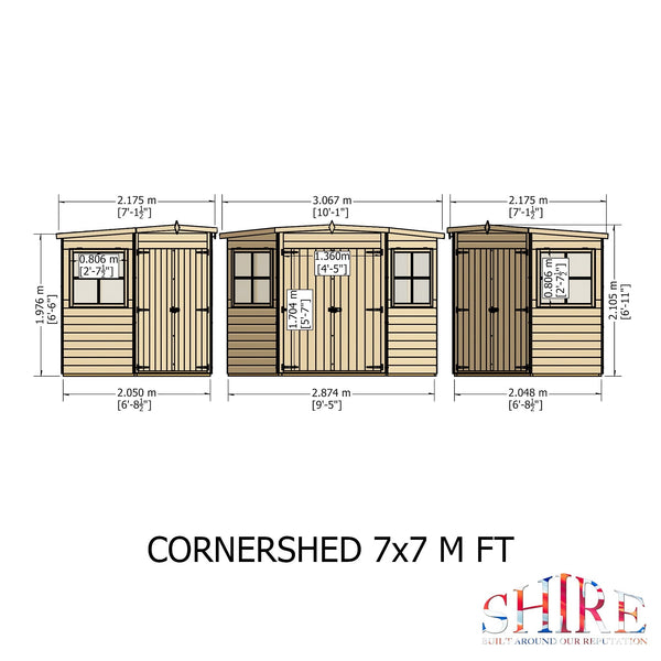 Shire Corner Shed 7x7 12mm interlock Clad wooden Shed - Best Shed