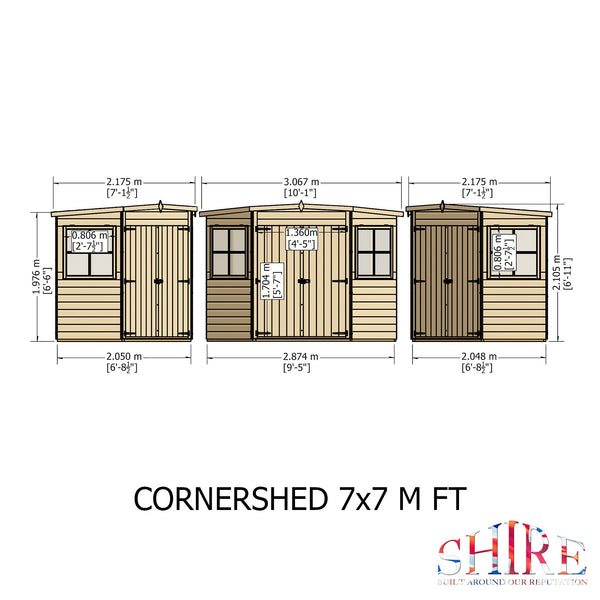 Shire Corner Shed 7x7 12mm interlock Clad wooden Shed - Best Shed