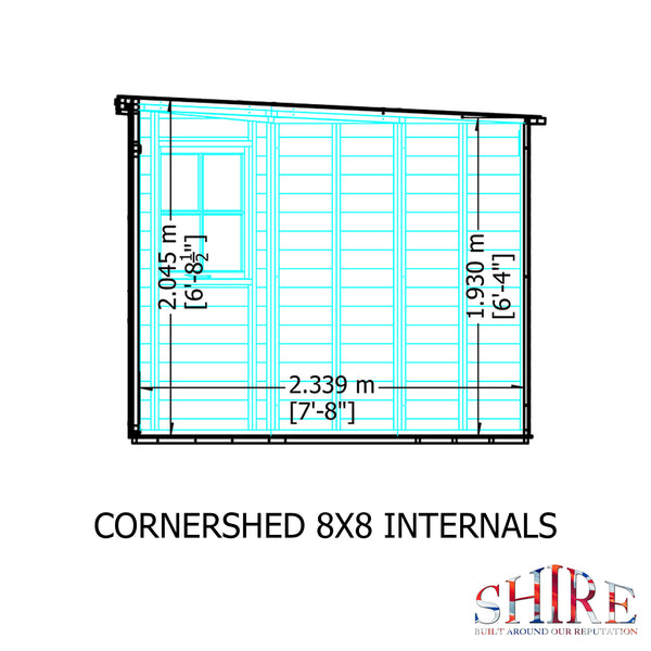 Shire Corner Shed 8x8 12mm interlock Cladding Pressure treated wooden