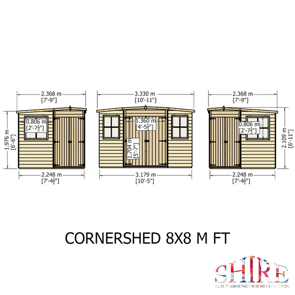 Shire Corner Shed 8x8 12mm interlock Clad wooden Shed - Best Shed