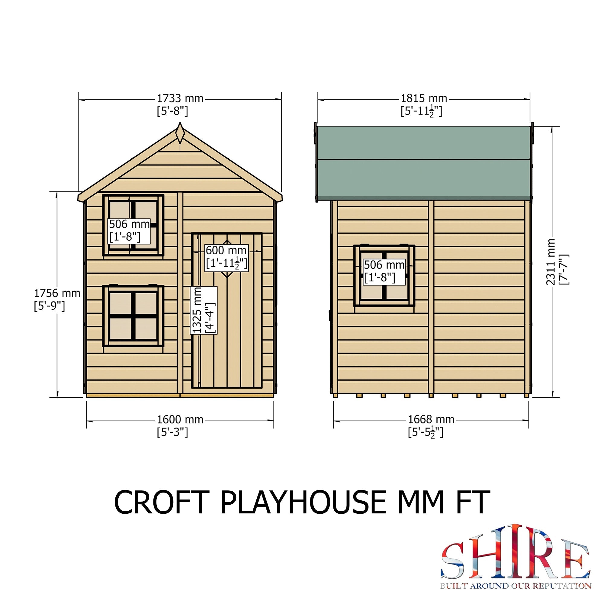 Shire Croft 5x5 Childrens Playhouse with 12mm Shiplap cladding - Best Shed