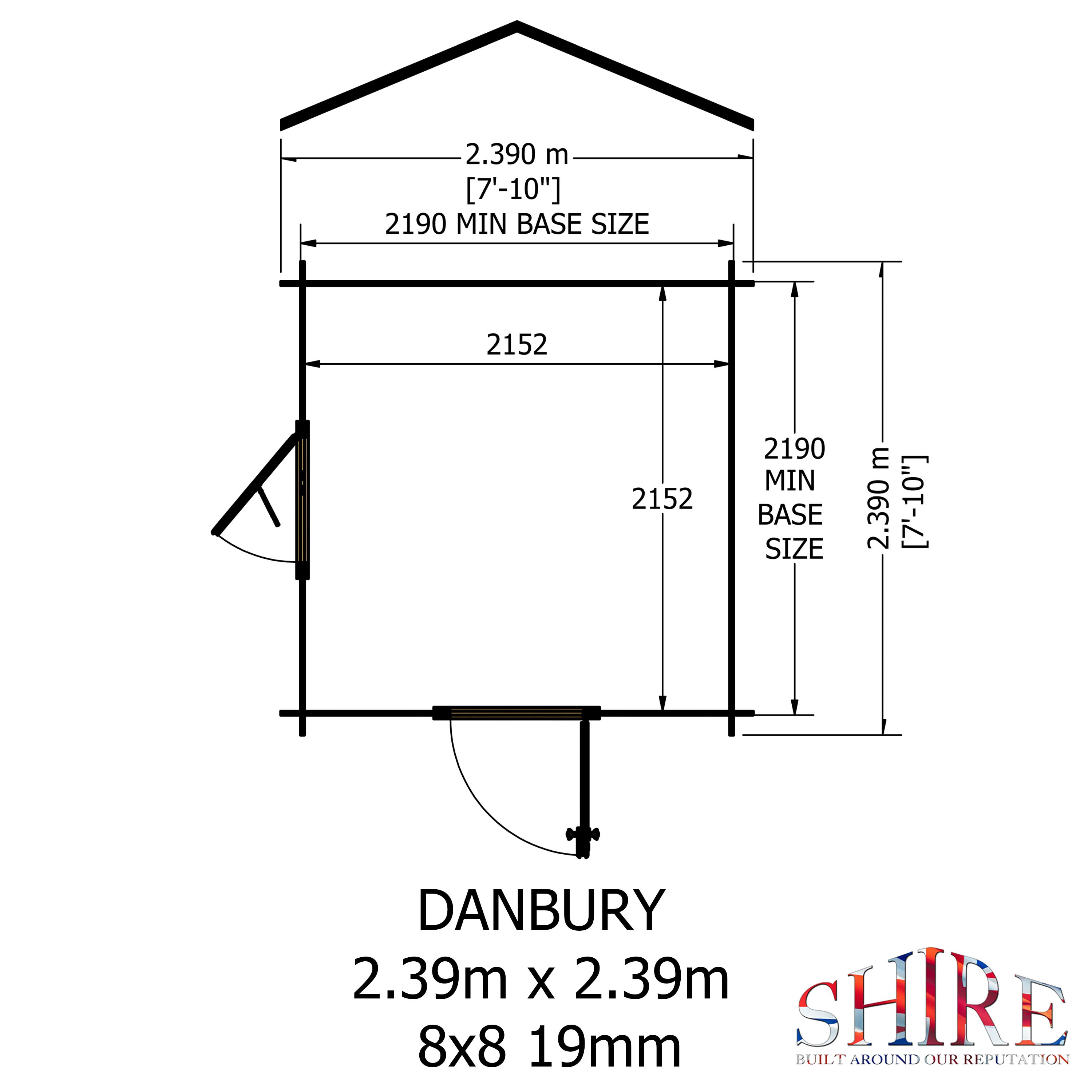 Shire Danbury 8x8 Log Cabin 19mm interlock  Cladding - Best Shed