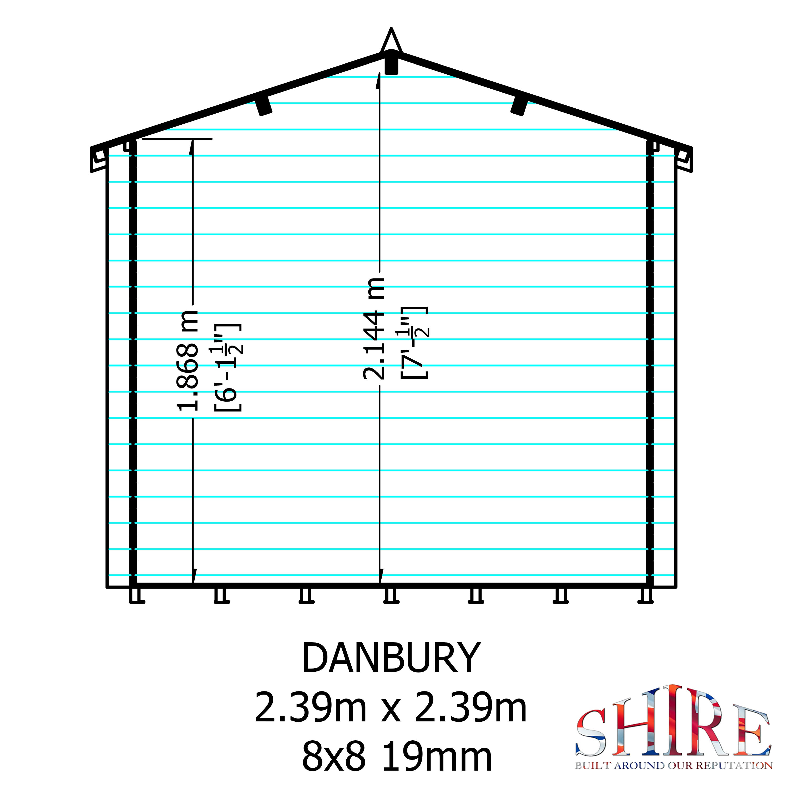 Shire Danbury 8x8 Log Cabin 19mm interlock  Cladding - Best Shed