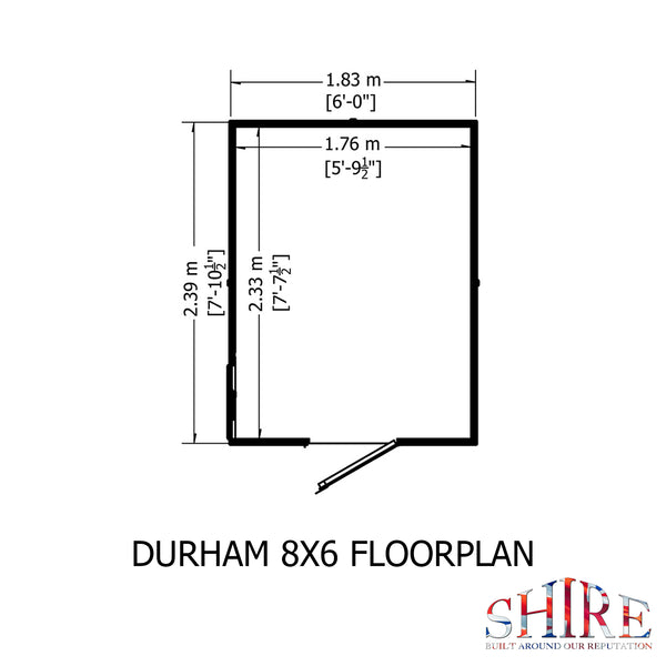 Shire Durham 8x6 12mm interlock Clad wooden Shed