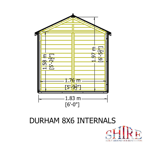 Shire Durham 8x6 12mm interlock Clad wooden Shed