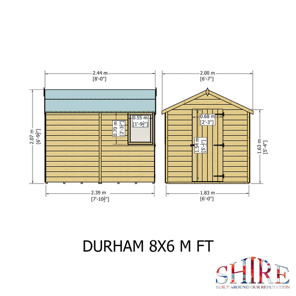 Shire Durham 8x6 12mm interlock Clad wooden Shed