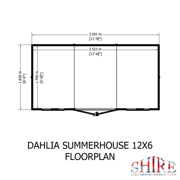 Shire 12x6 Dahlia Pent Summerhouse 12mm Shiplap interlock cladding