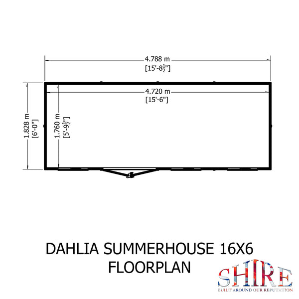 Shire 16x6 Dahlia Pent Summerhouse 12mm Shiplap interlock cladding