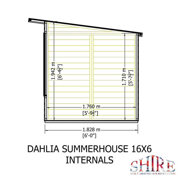 Shire 16x6 Dahlia Pent Summerhouse 12mm Shiplap interlock cladding