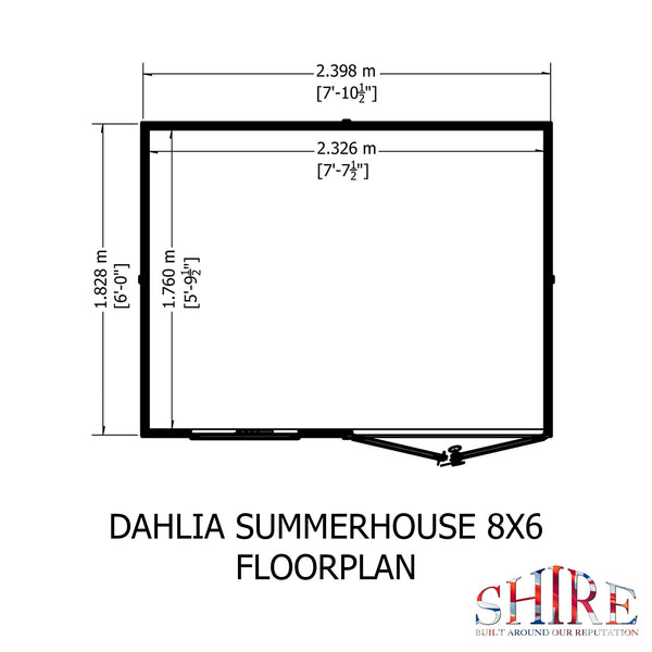 Shire 8x6 Dahlia Pent Summerhouse 12mm Shiplap interlock cladding