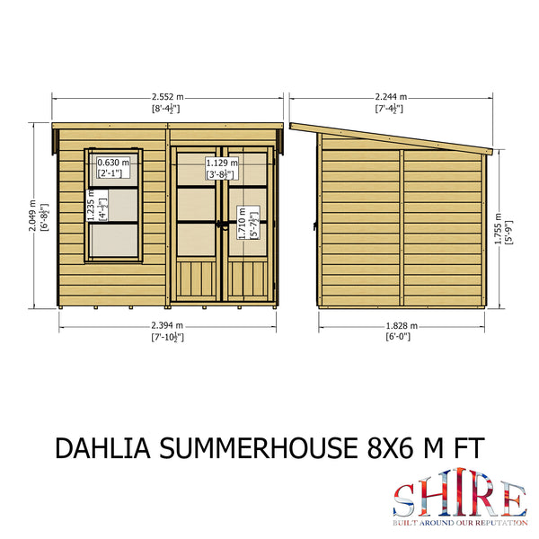 Shire 8x6 Dahlia Pent Summerhouse 12mm Shiplap interlock cladding