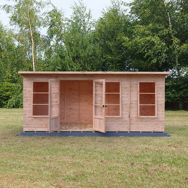 Shire 16x6 Dahlia Pent Summerhouse 12mm Shiplap interlock cladding