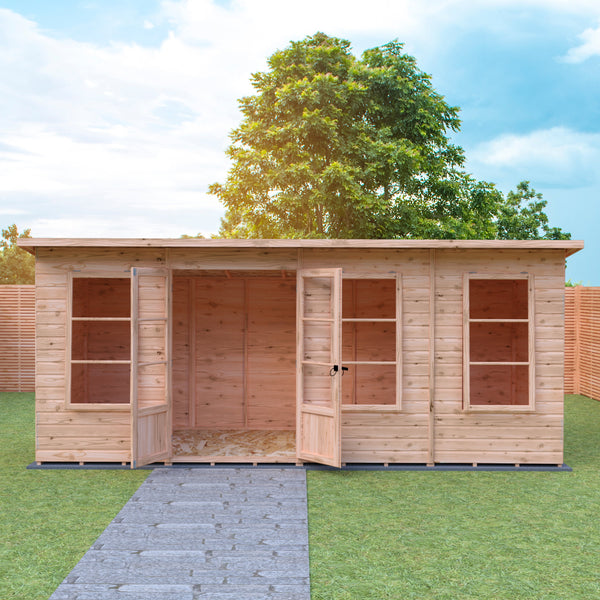 Shire 16x6 Dahlia Pent Summerhouse 12mm Shiplap interlock cladding